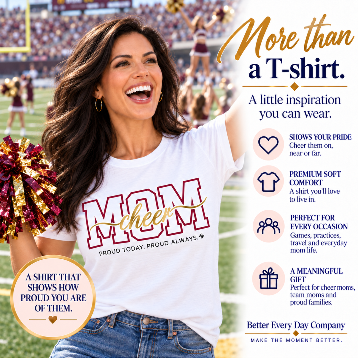 Cheer Mom Shirt - Proud Today. Proud Always. | Choose Your Team Color | Comfort Colors Tee
