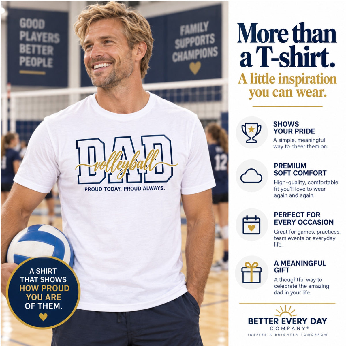 Volleyball Dad Shirt - Proud Today. Proud Always. | Choose Your Team Color | Comfort Colors Tee