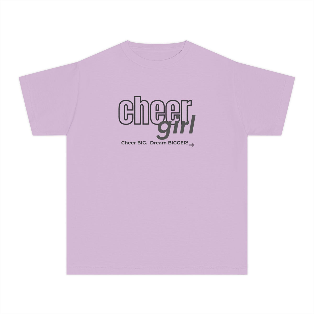 Cheer Girl Youth T-Shirt | Cheer Big, Dream Bigger | Girls Cheer Comfort Colors Youth Tee