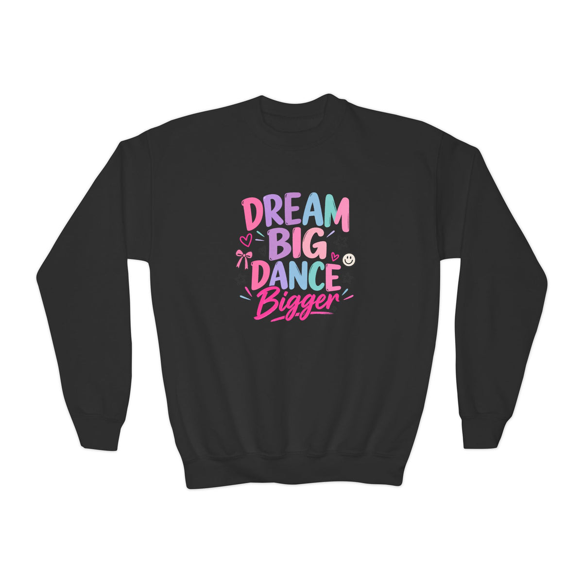 Dream Big Dance Bigger Youth Sweatshirt | Dancer Gift | Girls Dance Youth Crewneck