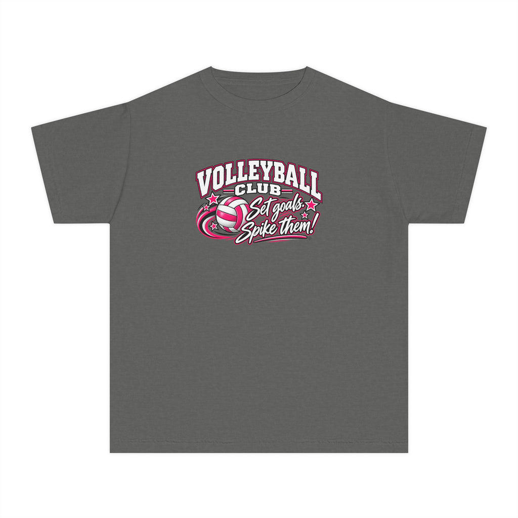 Volleyball Club Youth T-Shirt | Set Goals, Spike Them | Girls Volleyball Comfort Colors Youth Tee
