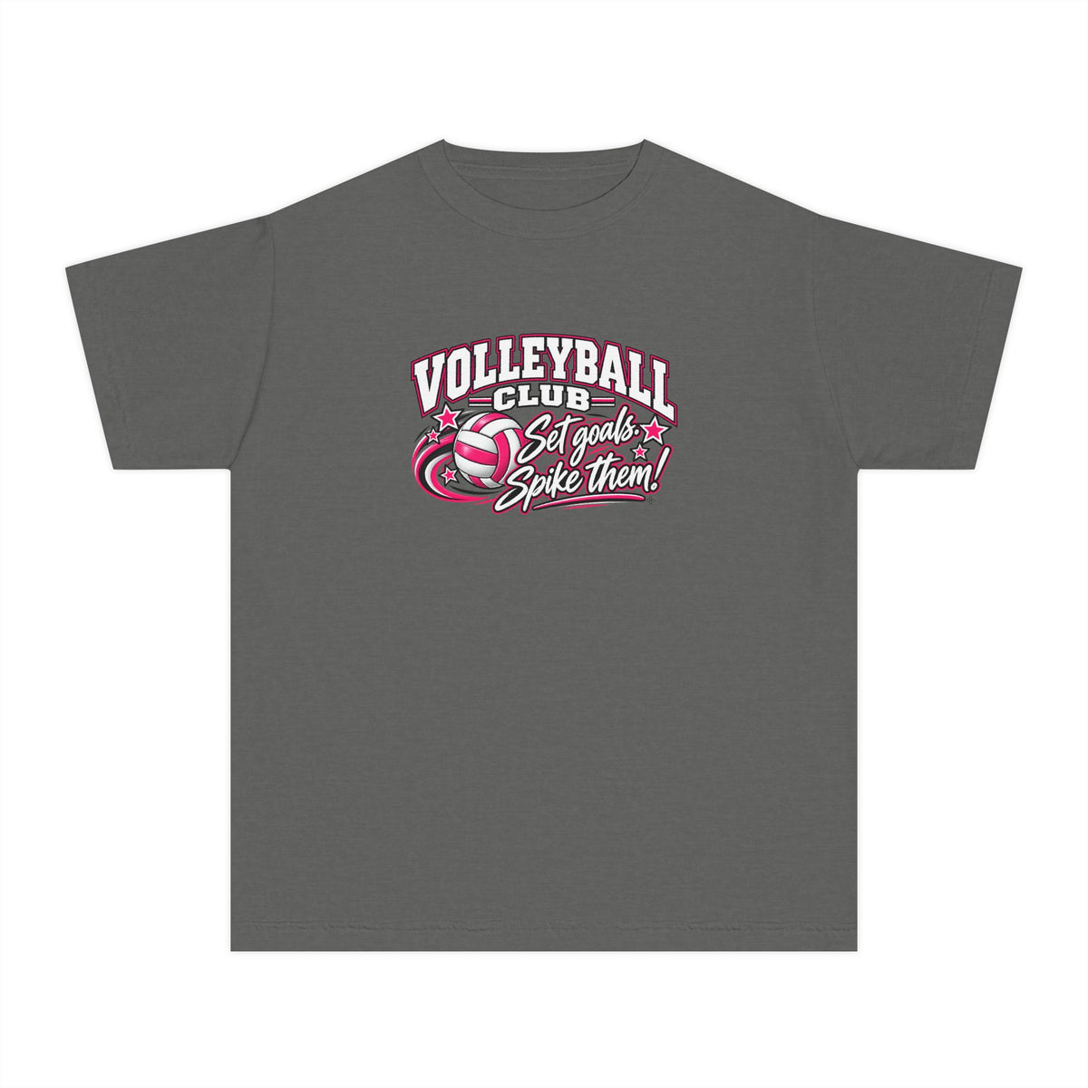 Volleyball Club Youth T-Shirt | Set Goals, Spike Them | Girls Volleyball Comfort Colors Youth Tee
