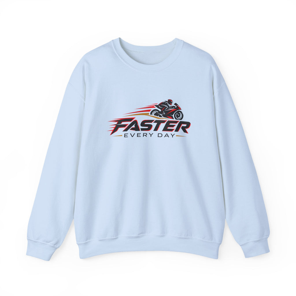 Faster Every Day Sport Bike Logo Sweatshirt | Motorcycle Racing Gift | Gildan Crewneck Sweatshirt