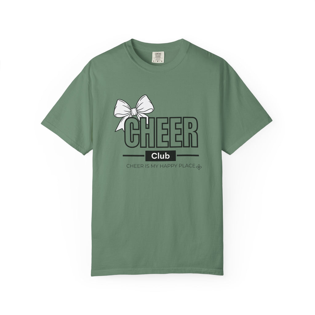 Cheer Club Bow T-Shirt | Cheer Bow, Cheer Is My Happy Place | Cheer Comfort Colors Tee