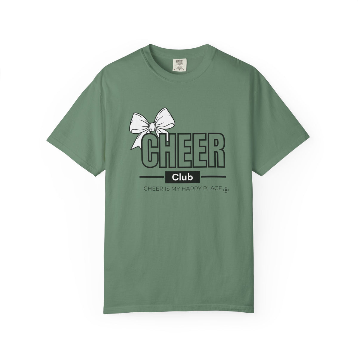 Cheer Club Bow T-Shirt | Cheer Bow, Cheer Is My Happy Place | Cheer Comfort Colors Tee