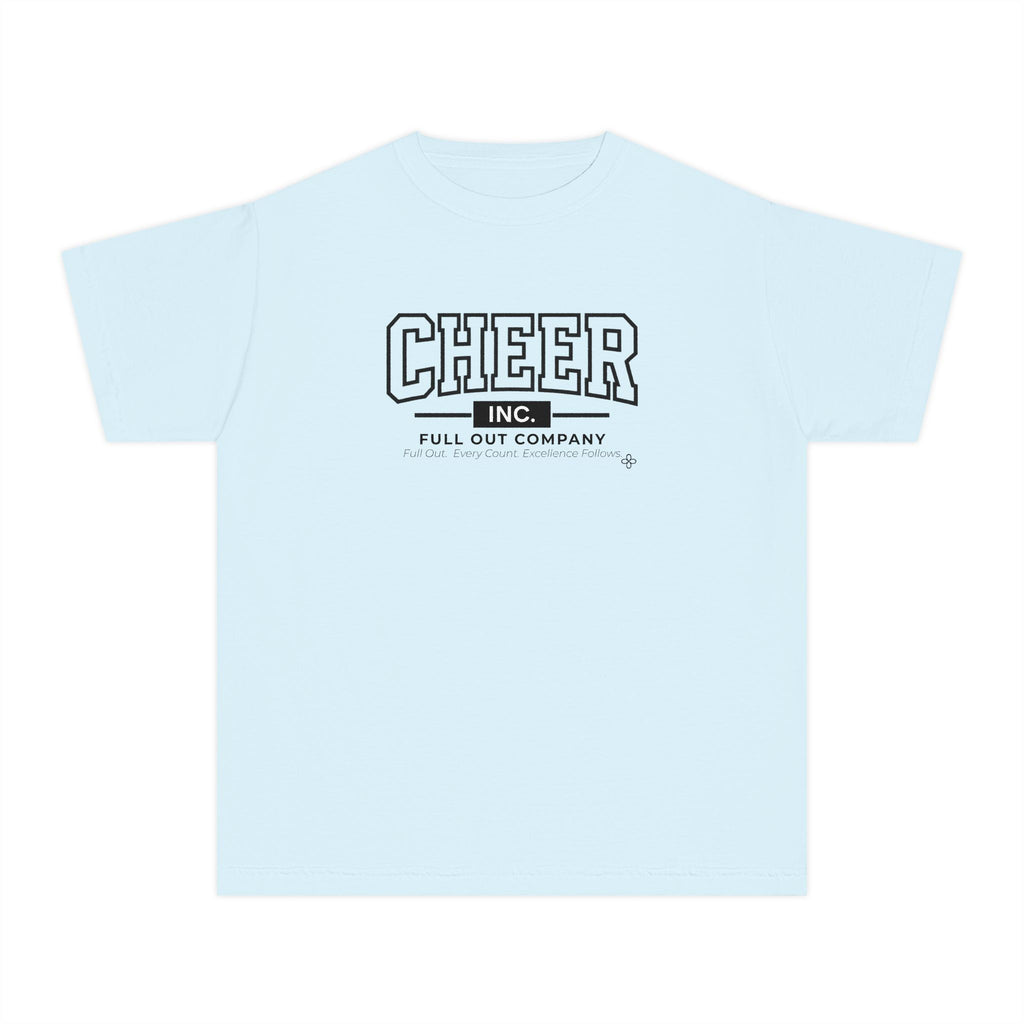 Cheer Inc. Full Out Company Youth T-Shirt | Full Out, Every Count | Girls Cheer Comfort Colors Youth Tee