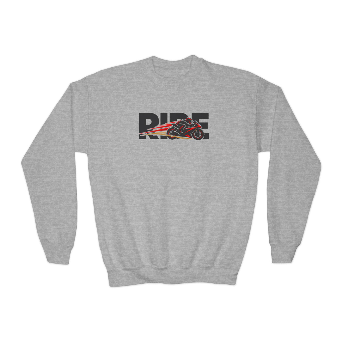 RIDE Sport Bike Youth Sweatshirt | Sport Bike Rider Graphic | Kids Youth Crewneck