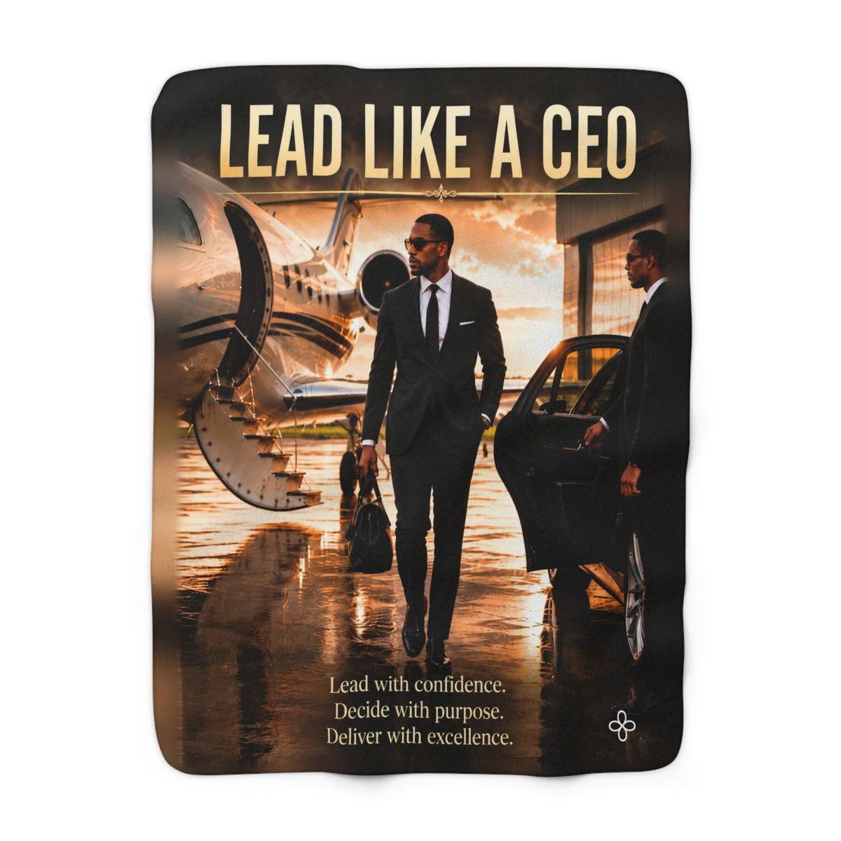 Lead Like a CEO - Style 2 Motivational Sherpa Blanket | Inspirational Quote Sherpa Fleece Throw | Uplifting Gift | Better Every Day