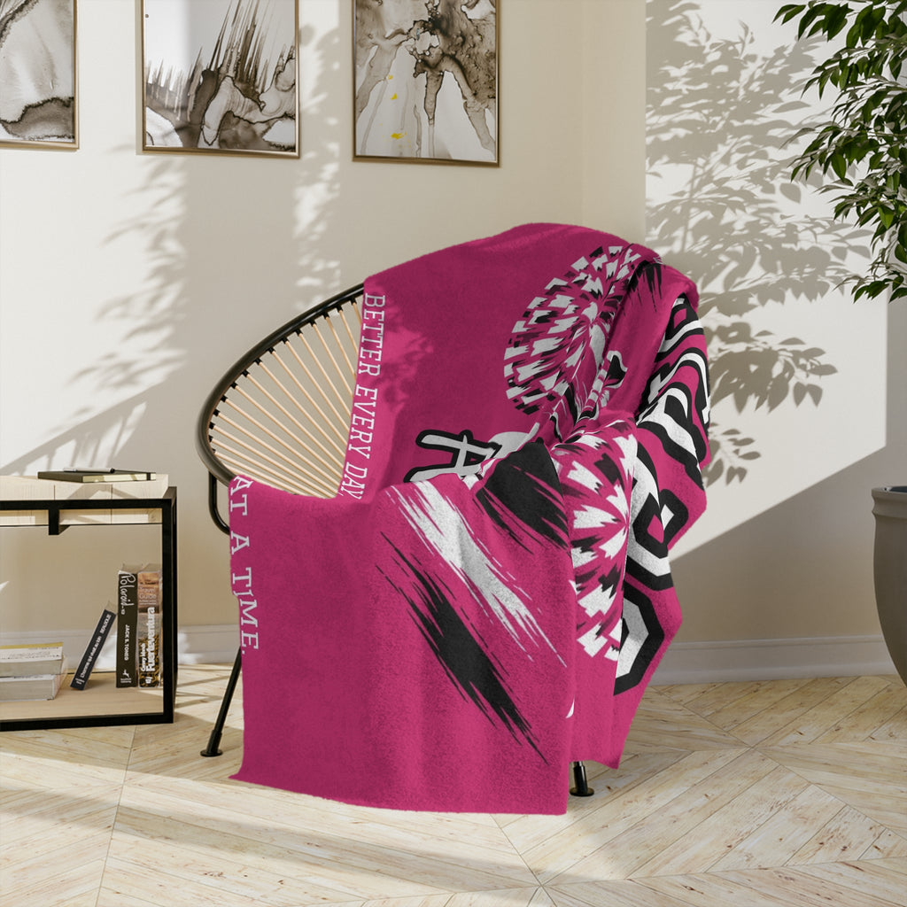 Personalized Cheer Blanket - Player Spotlight Design | Custom Team Name, Class Year & Cheerleader Name | 2 Styles, Your Team Colors | Plush Throw