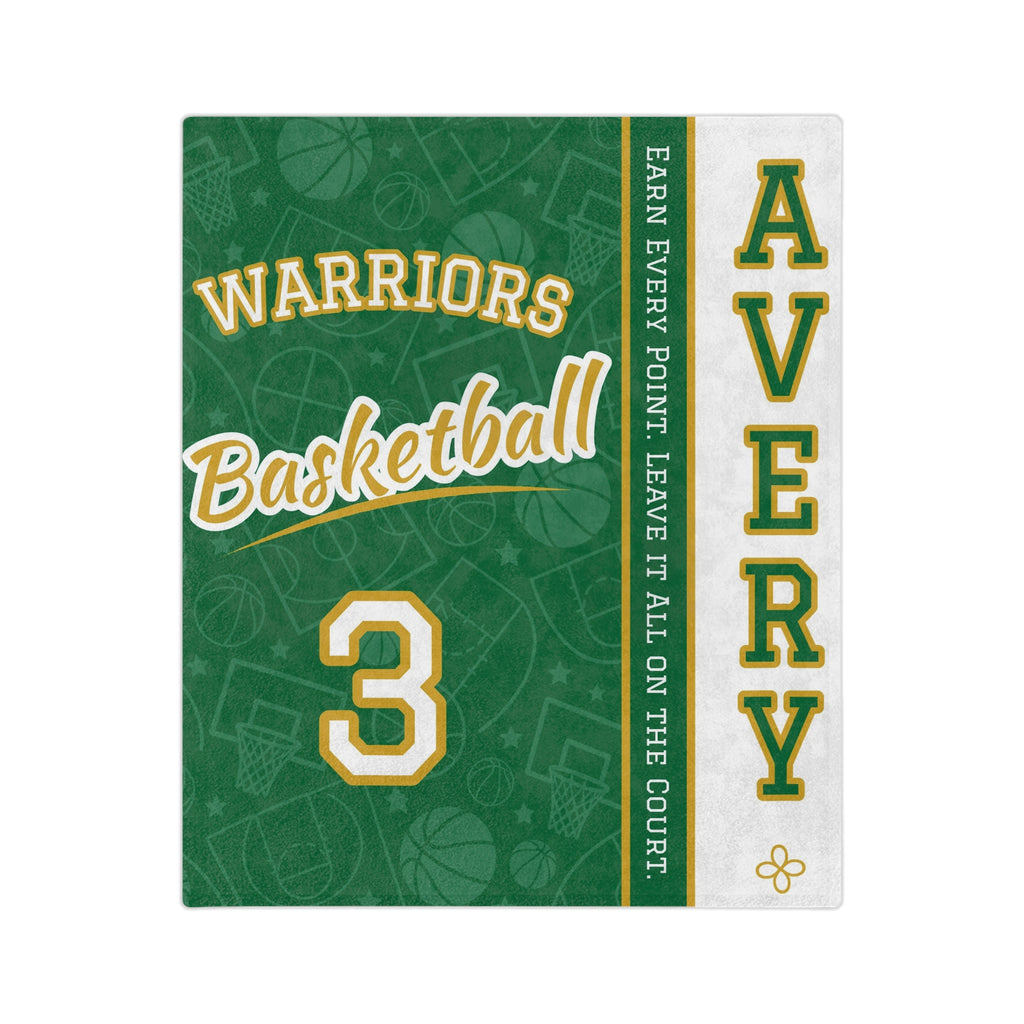 Personalized Basketball Blanket - Varsity Split Design | Custom Team Name, Number or Class Year & Player Name | Basketball Player, Senior Night Gift | Plush Throw
