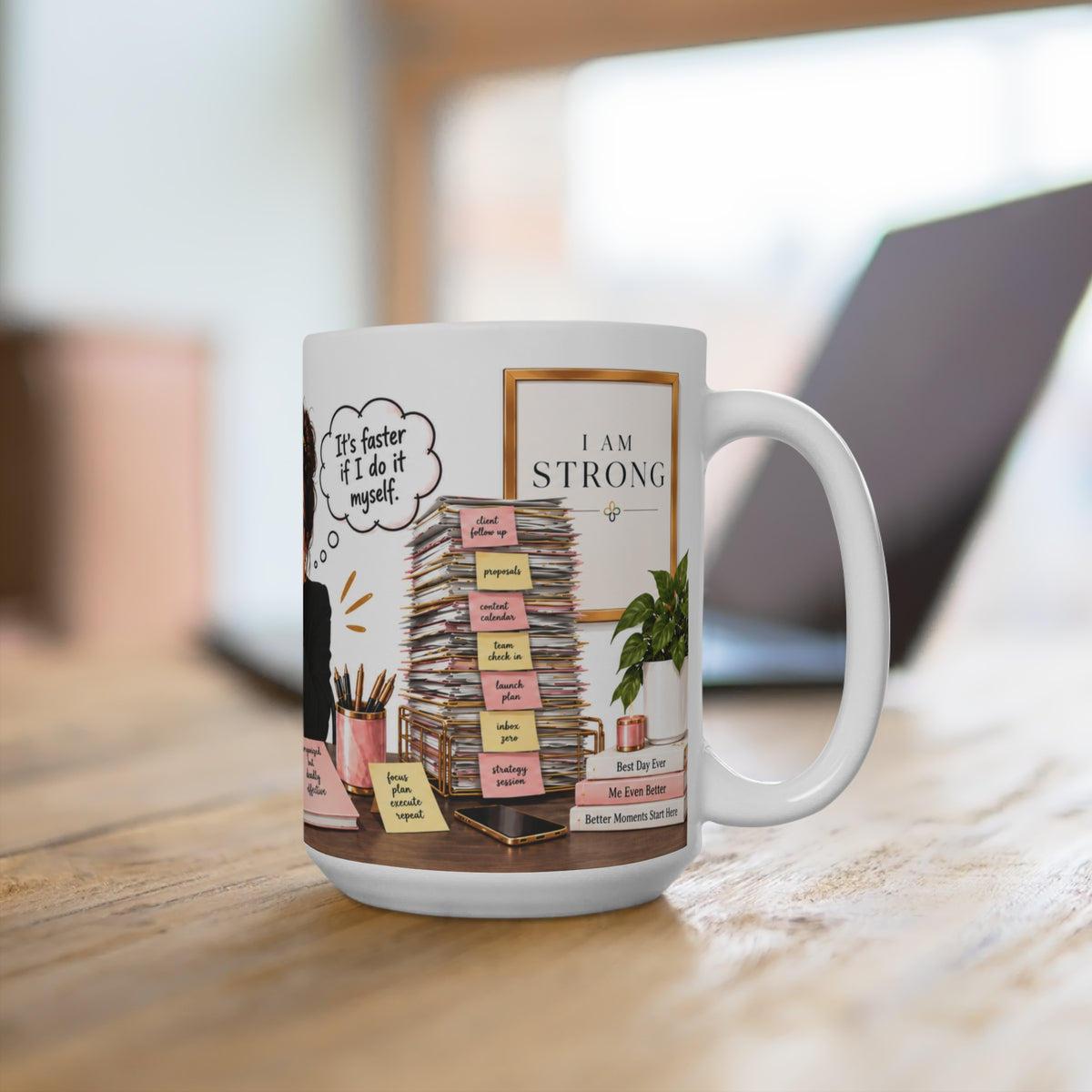 Delegation Sounds Amazing in Theory - 15 oz Women in Business Mug, Coffee Cup, CEO Mug