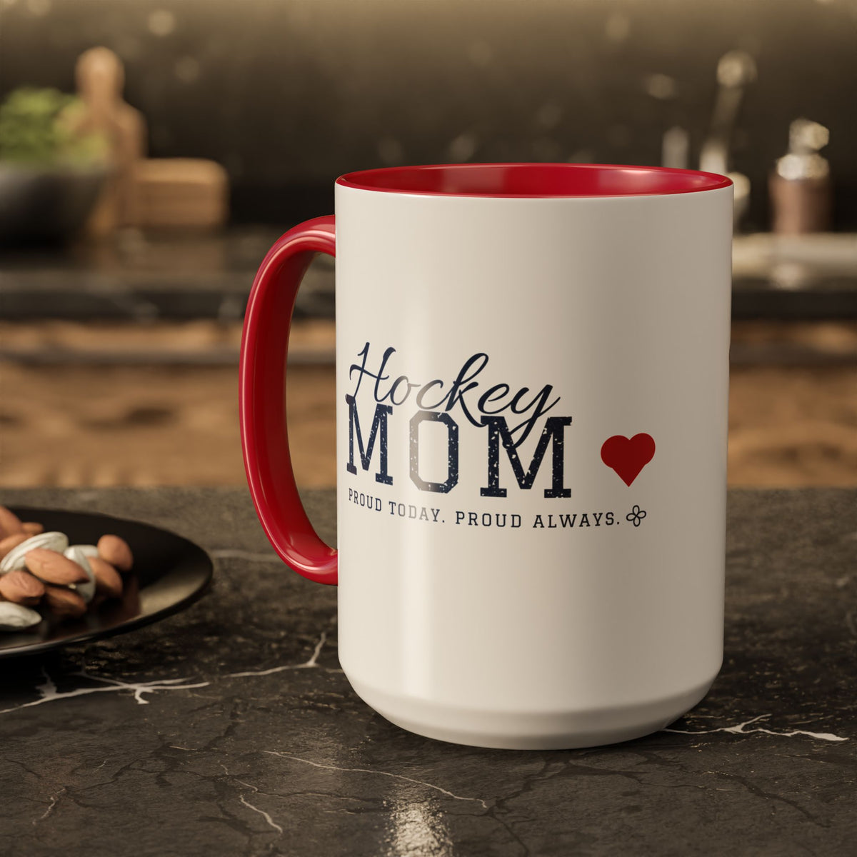 Personalized Hockey Mom Mug - Proud Today. Proud Always. | Custom Team Name, Number & Player Name | Hockey Dad, Grandma Gift | 15 oz