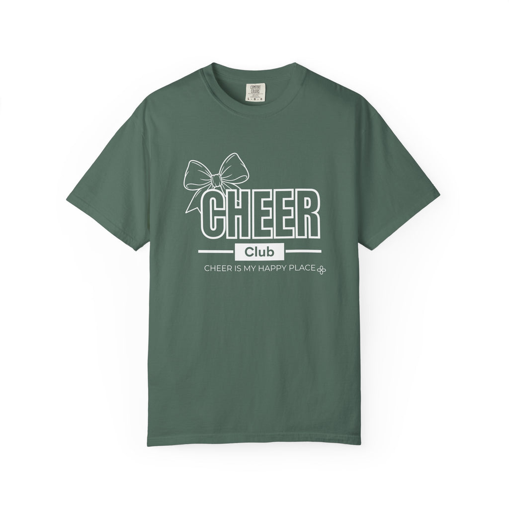 Cheer Club Bow T-Shirt | Cheer Bow, Cheer Is My Happy Place | Cheer Comfort Colors Tee