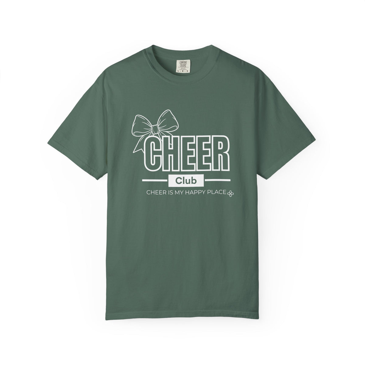 Cheer Club Bow T-Shirt | Cheer Bow, Cheer Is My Happy Place | Cheer Comfort Colors Tee