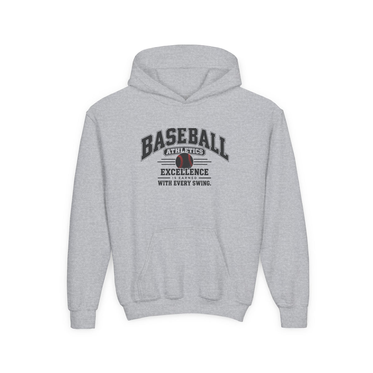 Baseball Athletics Youth Hoodie | Excellence Is Earned With Every Swing | Kids Baseball Youth Hoodie