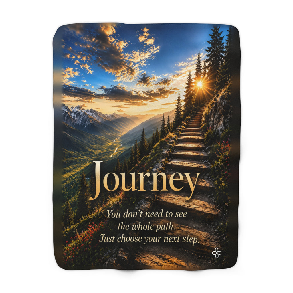 Journey Motivational Sherpa Blanket | Inspirational Quote Sherpa Fleece Throw | Uplifting Gift | Better Every Day