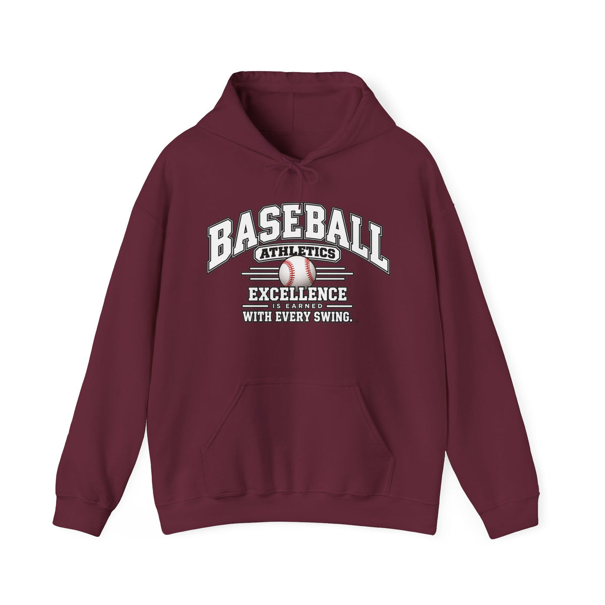 Baseball Athletics Hoodie | Excellence Is Earned With Every Swing | Baseball Gildan Hoodie
