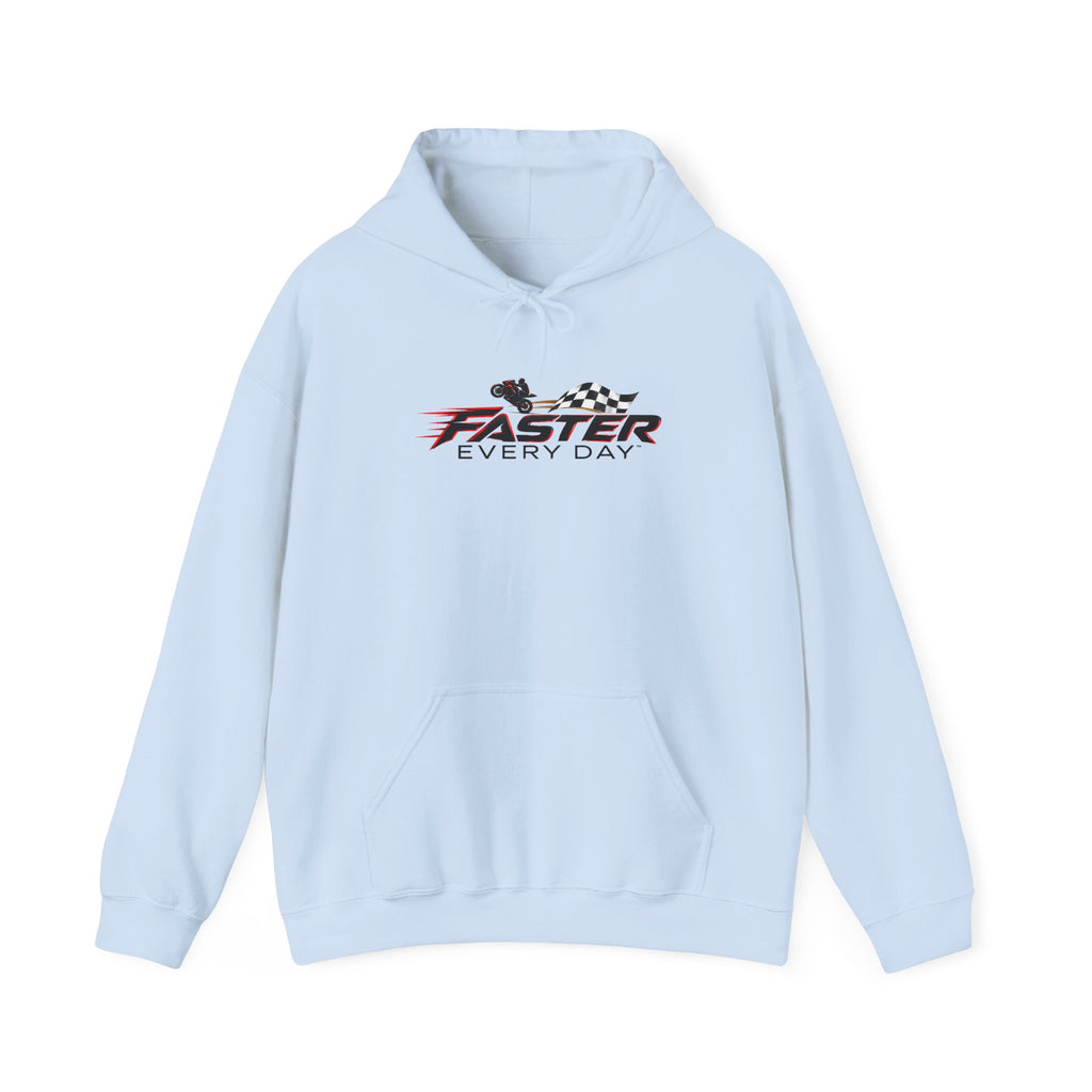 Faster Every Day Checkered Flag Logo Hoodie | Motorcycle Racing Gift | Gildan Hoodie