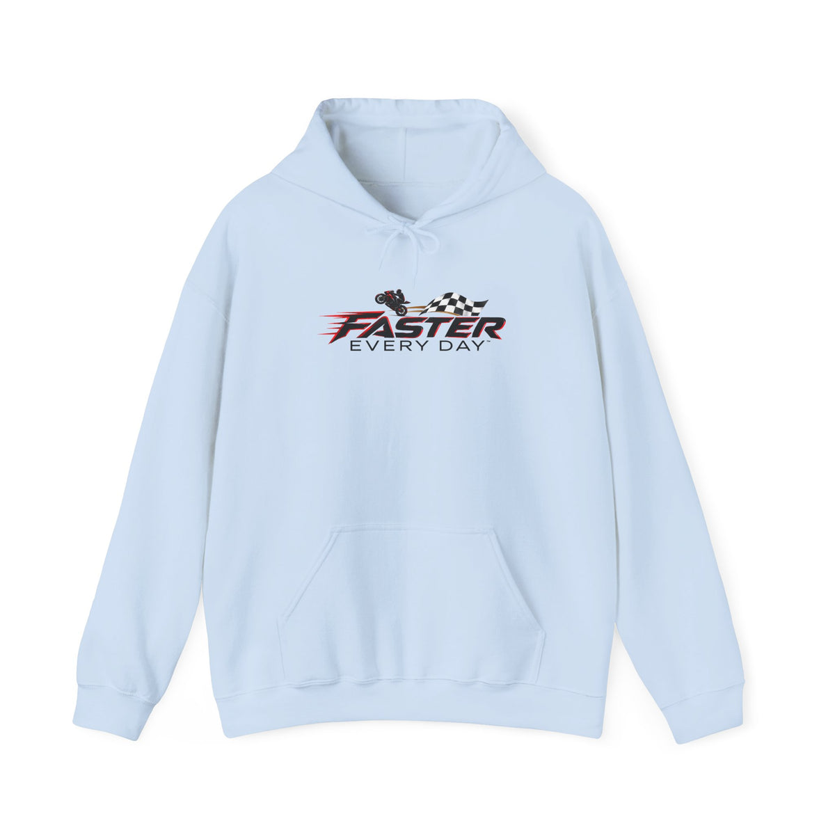 Faster Every Day Checkered Flag Logo Hoodie | Motorcycle Racing Gift | Gildan Hoodie