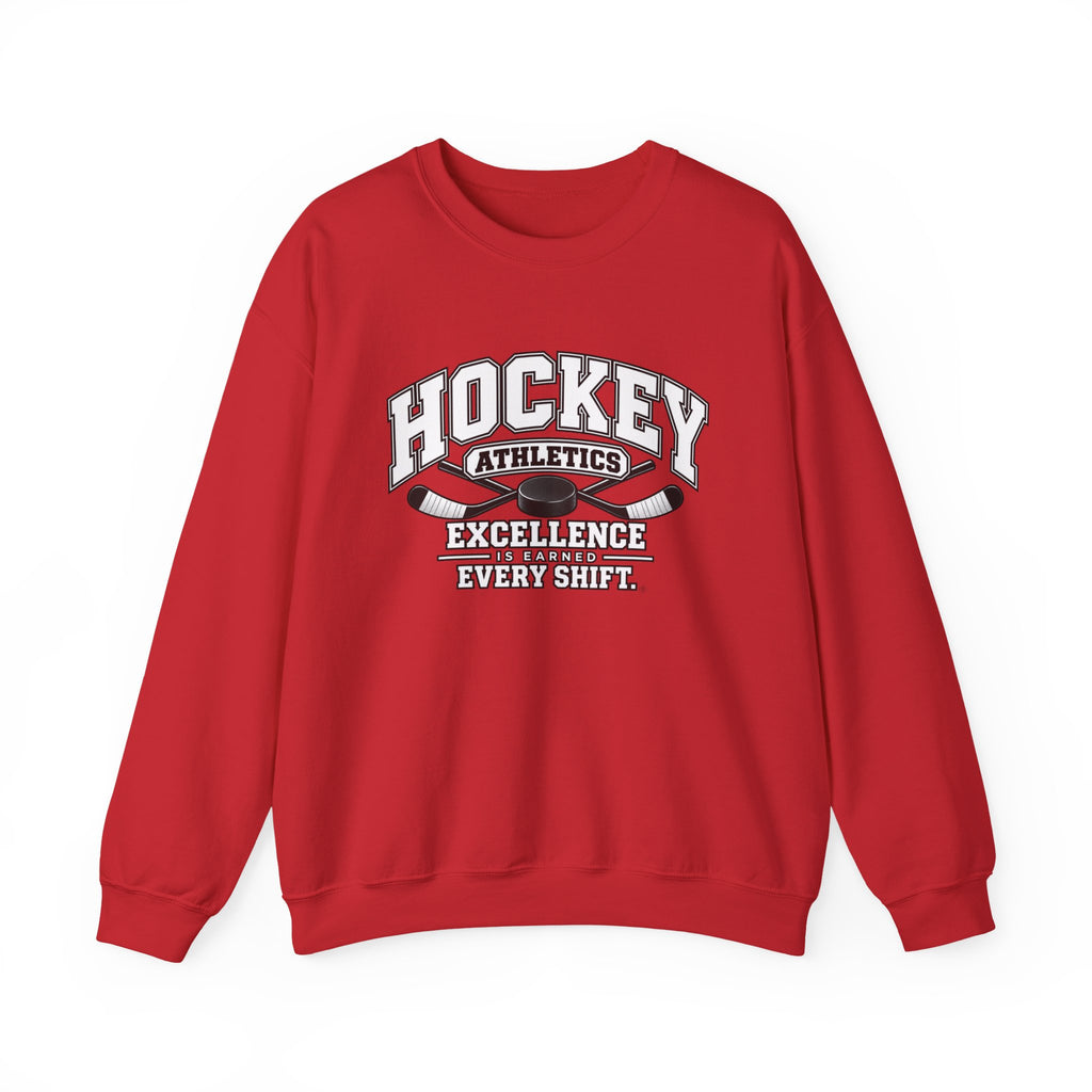 Hockey Athletics Sweatshirt | Excellence Is Earned Every Shift | Hockey Gildan Crewneck