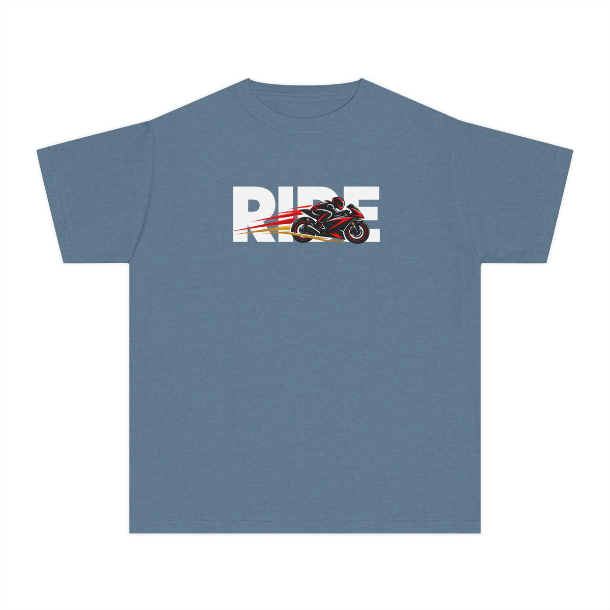 RIDE Sport Bike Youth T-Shirt | Sport Bike Rider Graphic | Kids Comfort Colors Youth Tee