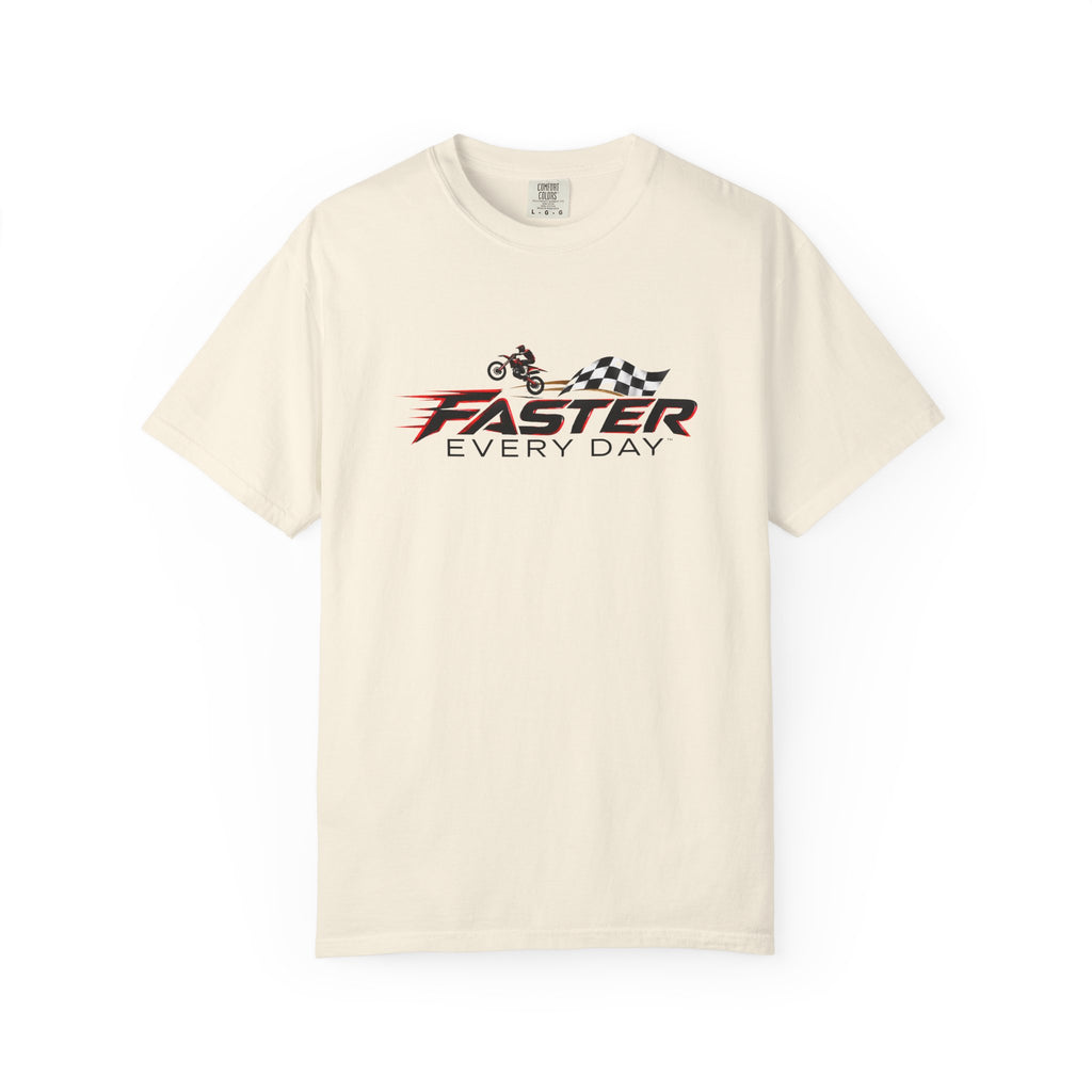 Faster Every Day Dirt Bike Checkered Flag Logo Tee | Motocross Shirt | Comfort Colors T-Shirt