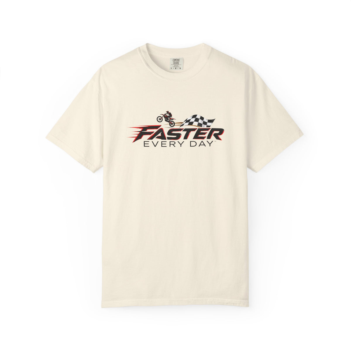 Faster Every Day Dirt Bike Checkered Flag Logo Tee | Motocross Shirt | Comfort Colors T-Shirt