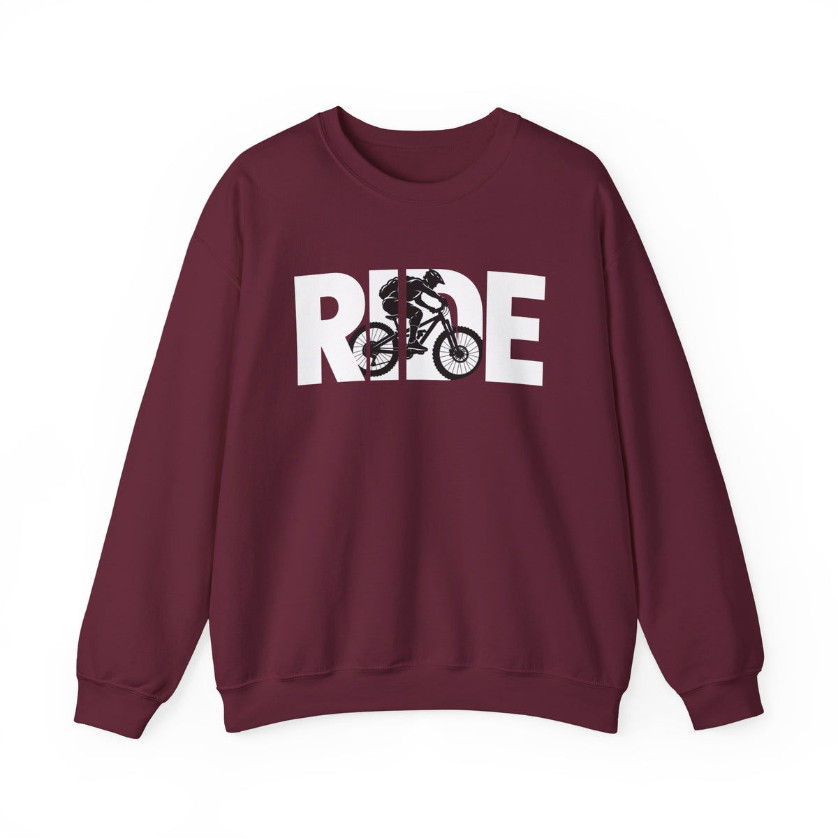 RIDE Mountain Bike Sweatshirt | Mountain Biker Graphic | Gildan Crewneck