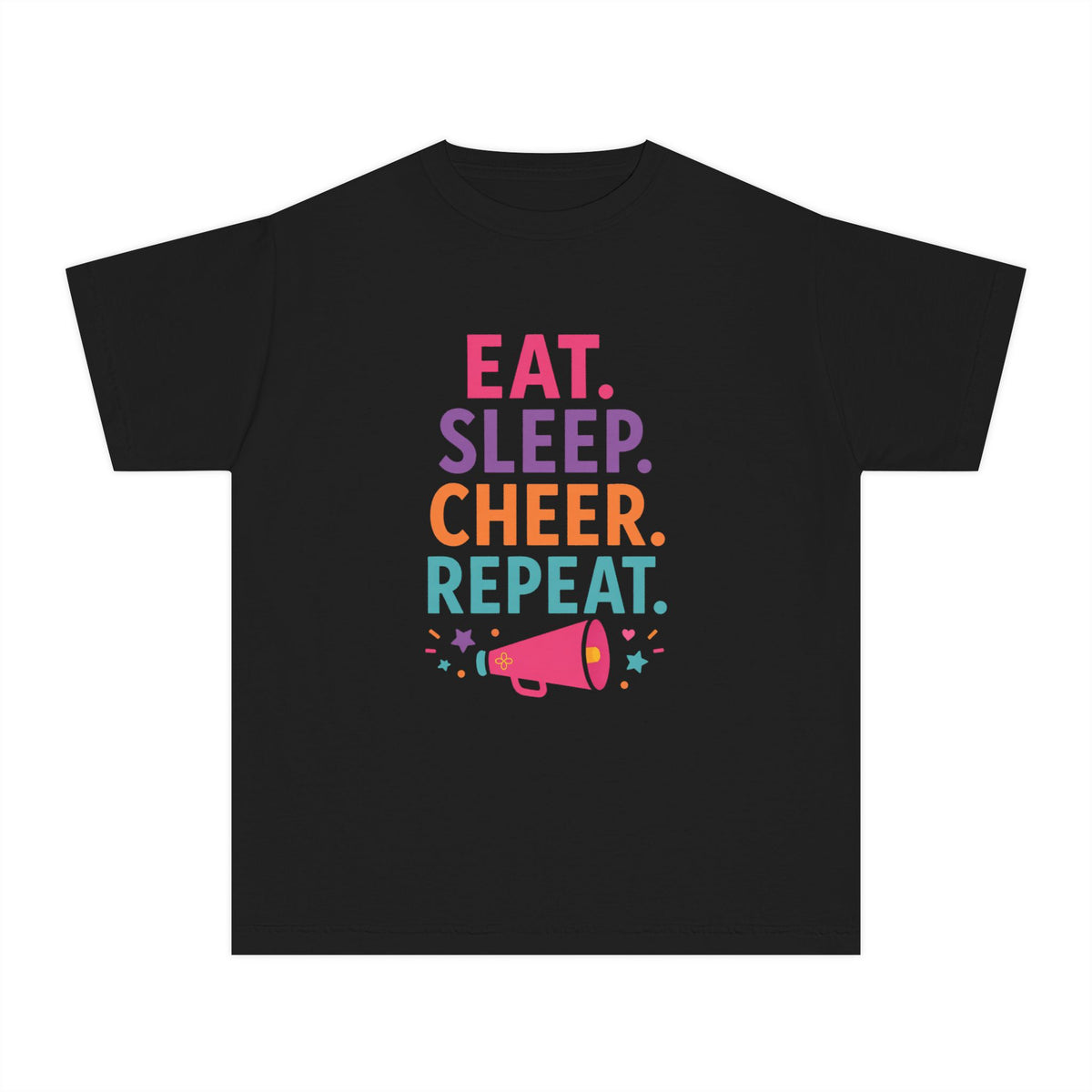 Eat Sleep Cheer Repeat Youth T-Shirt | Cheerleader Gift | Girls Cheer Comfort Colors Youth Tee