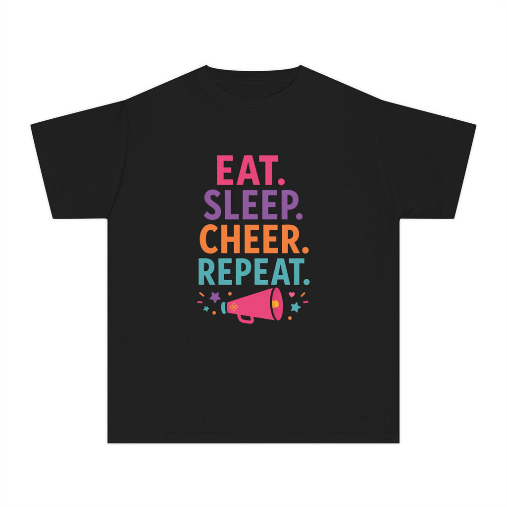 Eat Sleep Cheer Repeat Youth T-Shirt | Cheerleader Gift | Girls Cheer Comfort Colors Youth Tee