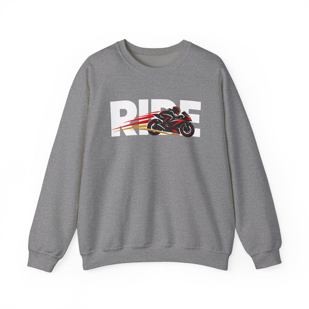 RIDE Sport Bike Sweatshirt | Sport Bike Rider Graphic | Gildan Crewneck
