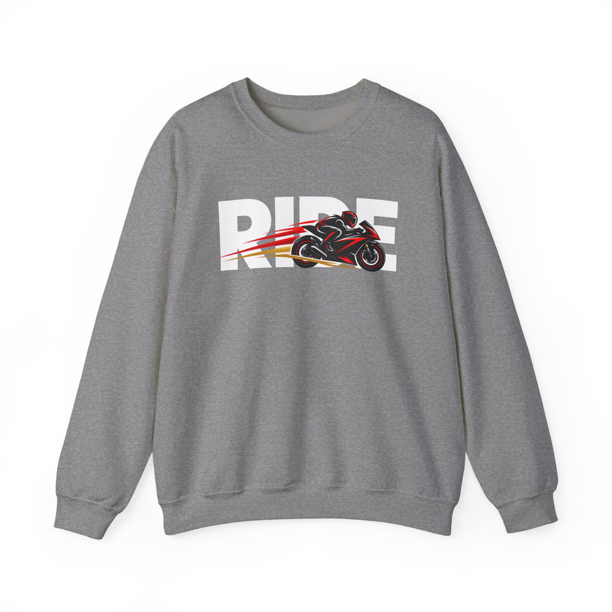RIDE Sport Bike Sweatshirt | Sport Bike Rider Graphic | Gildan Crewneck