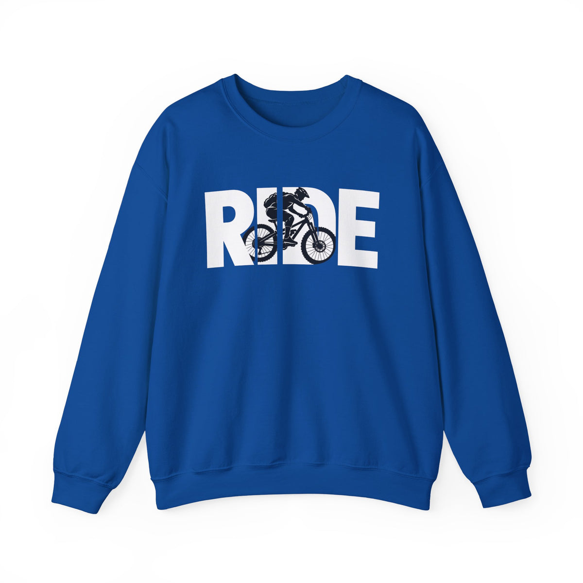 RIDE Mountain Bike Sweatshirt | Mountain Biker Graphic | Gildan Crewneck