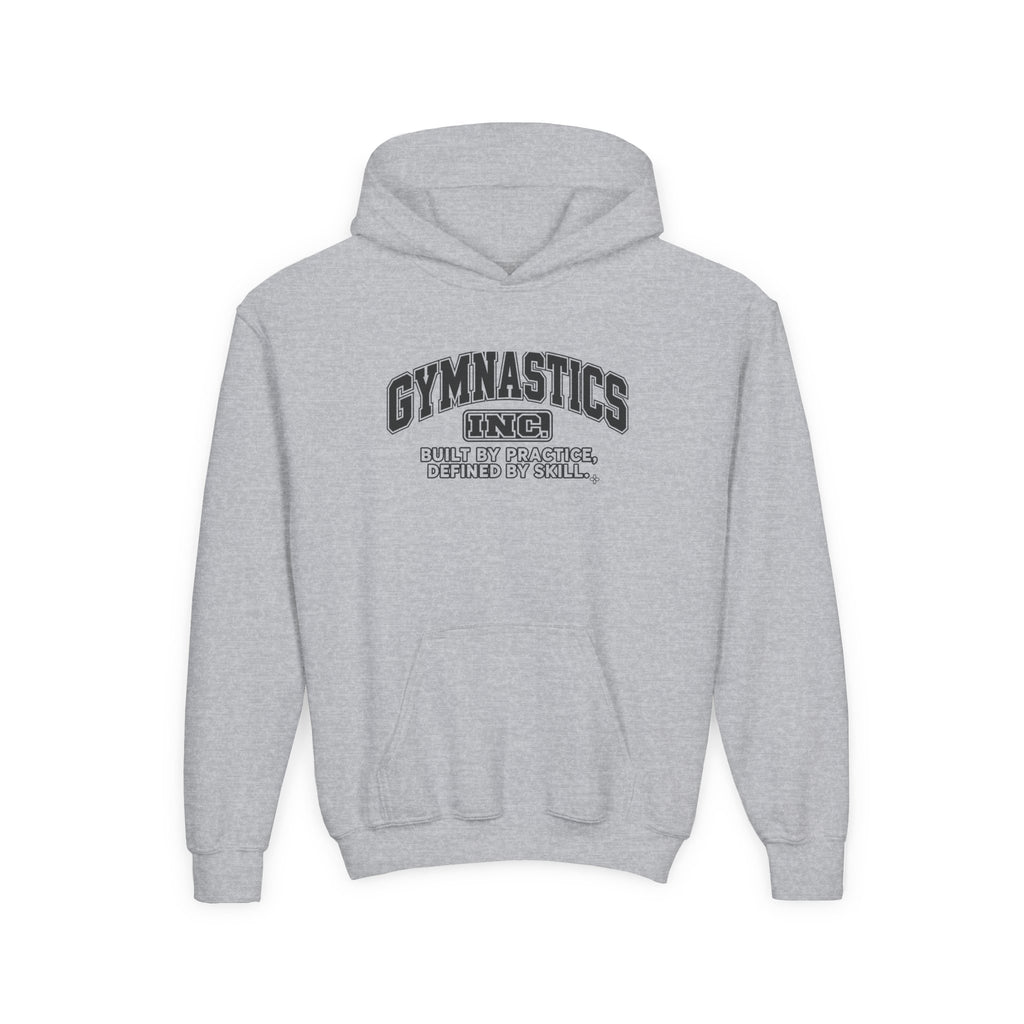 Gymnastics Inc. Youth Hoodie | Built by Practice, Defined by Skill | Girls Gymnastics Youth Hoodie