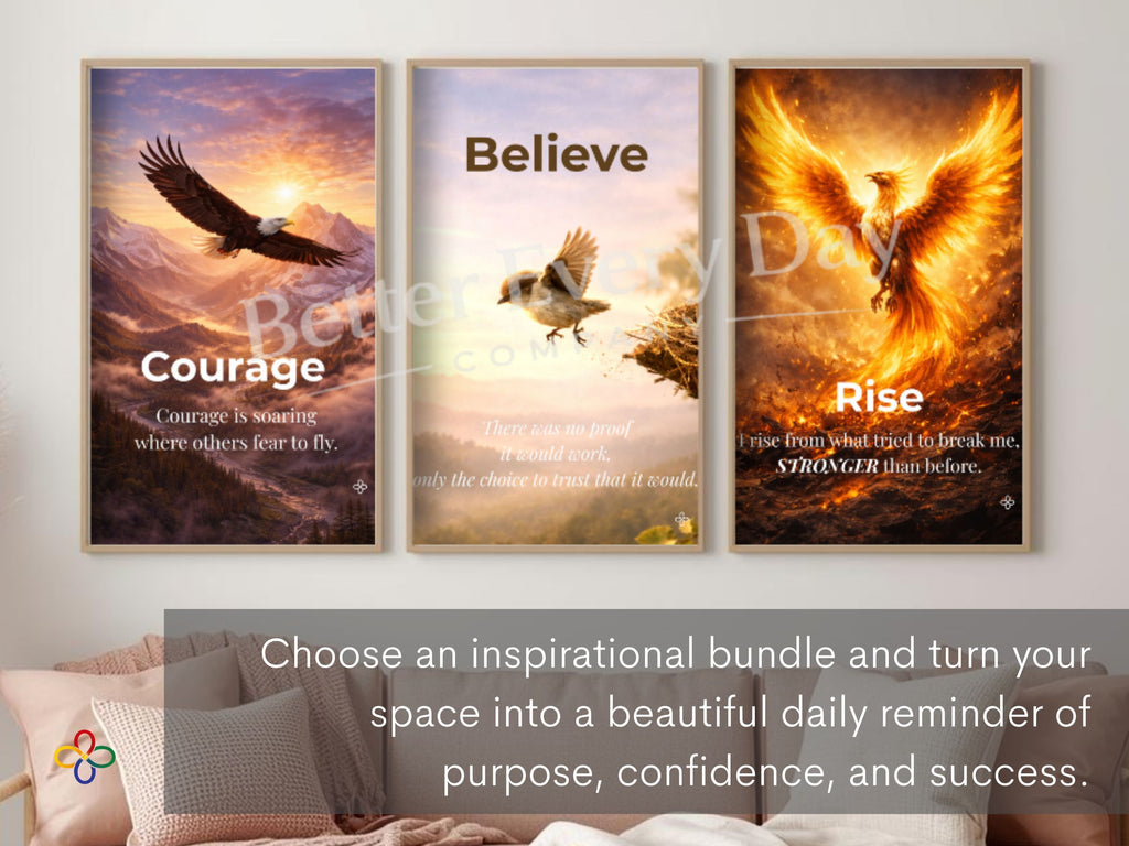 Believe - Baby Bird Inspirational Poster Print, Quote Poster, Motivational Nature Wall Art (Digital Download) Wallart