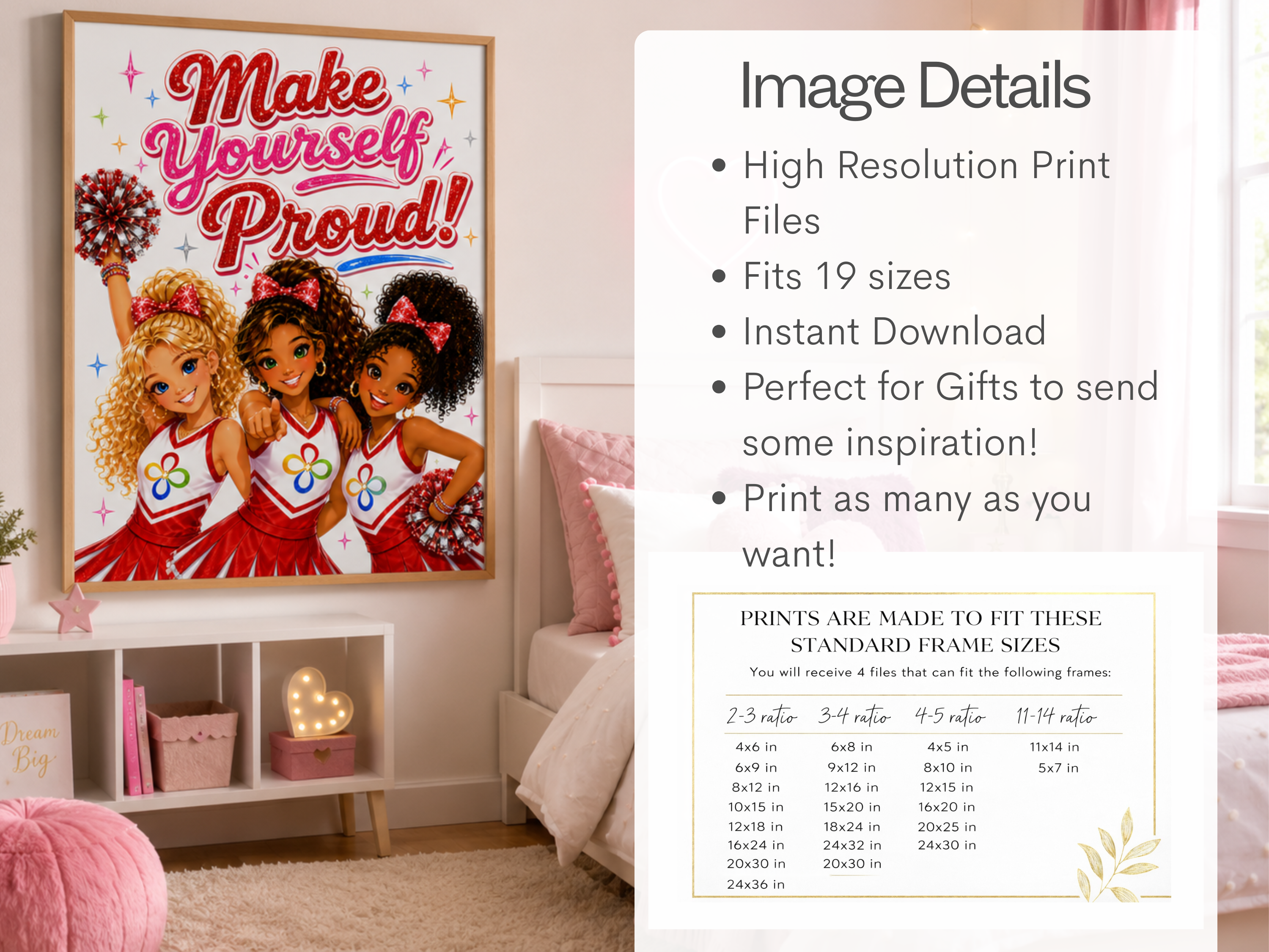 10 Cheerleading Inspirational Posters Bundle Printable Wall Art for Girls Bedrooms, Cheer Rooms, Classrooms, Gyms & Team Inspiration