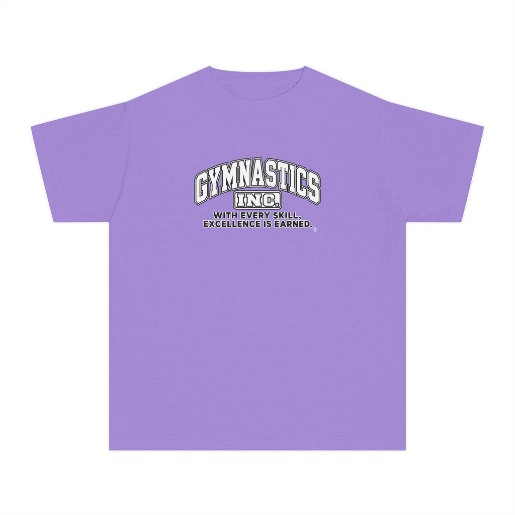 Gymnastics Inc. Youth T-Shirt | With Every Skill, Excellence Is Earned | Girls Gymnastics Comfort Colors Youth Tee