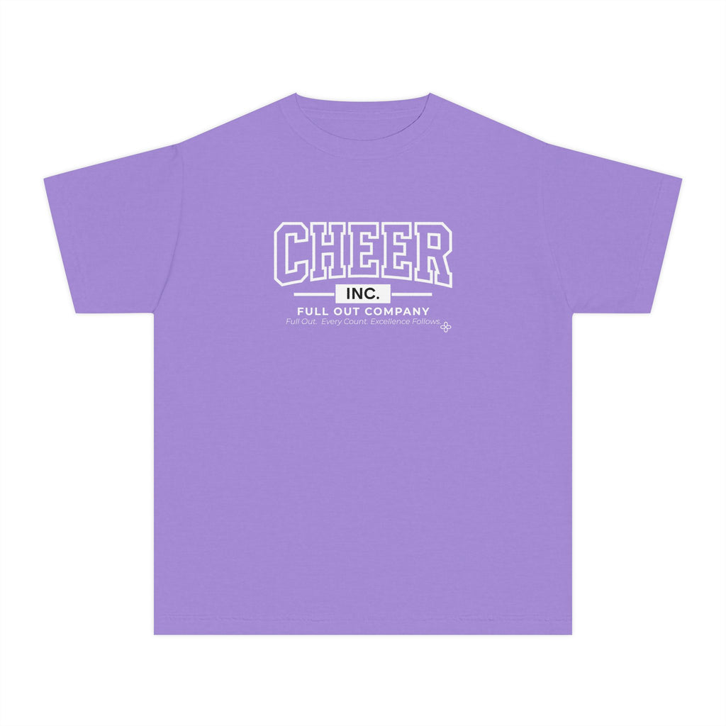 Cheer Inc. Full Out Company Youth T-Shirt | Full Out, Every Count | Girls Cheer Comfort Colors Youth Tee