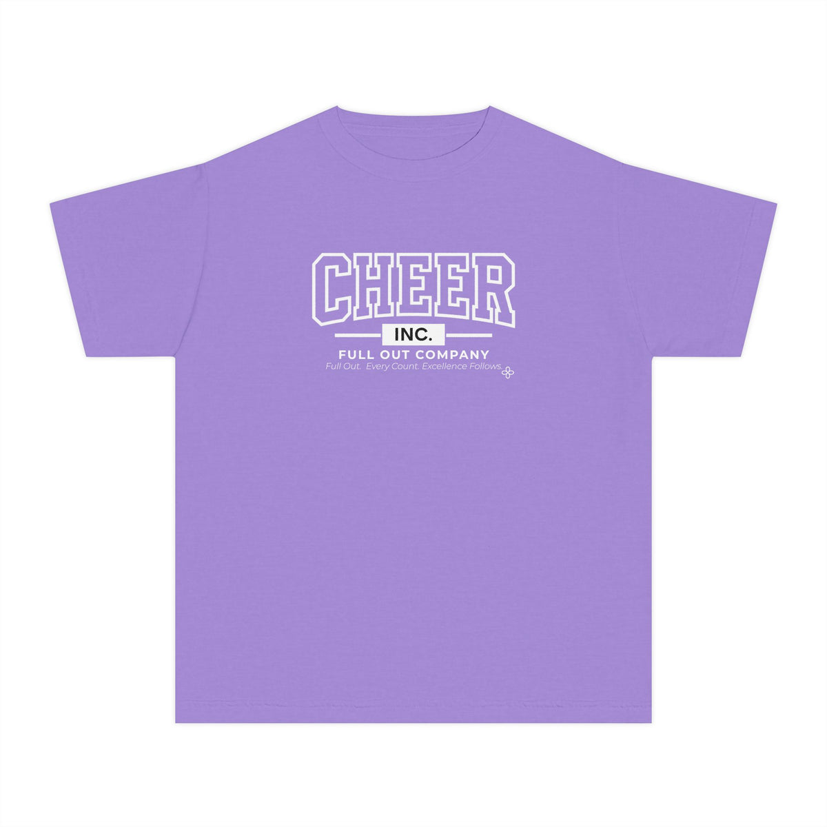 Cheer Inc. Full Out Company Youth T-Shirt | Full Out, Every Count | Girls Cheer Comfort Colors Youth Tee