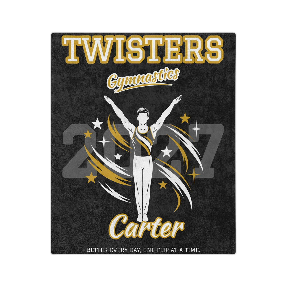Personalized Boy Gymnastics Blanket - Player Spotlight Design | Custom Team Name, Class Year & Gymnast Name | 2 Styles, Your Team Colors | Plush Throw