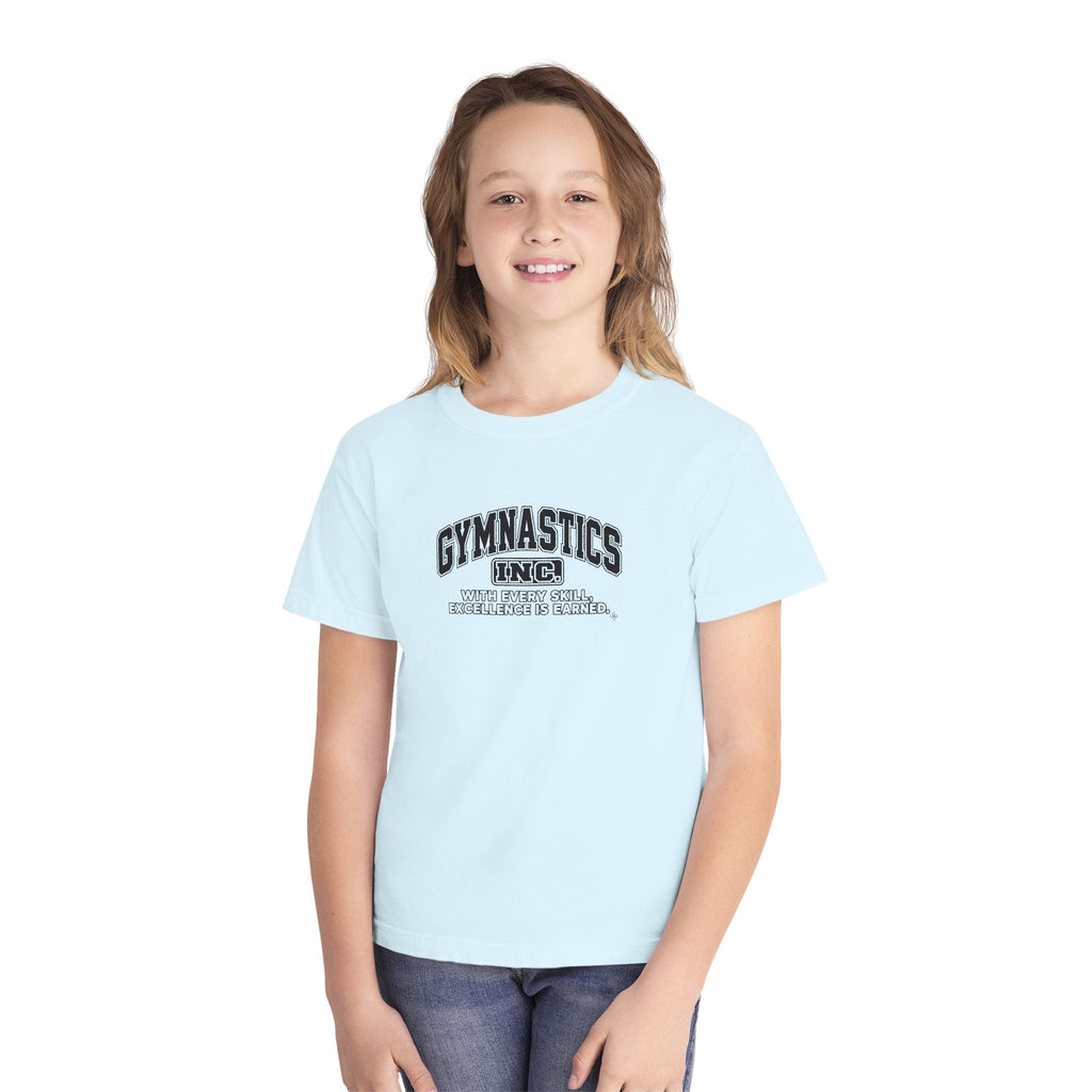 Gymnastics Inc. Youth T-Shirt | With Every Skill, Excellence Is Earned | Girls Gymnastics Comfort Colors Youth Tee