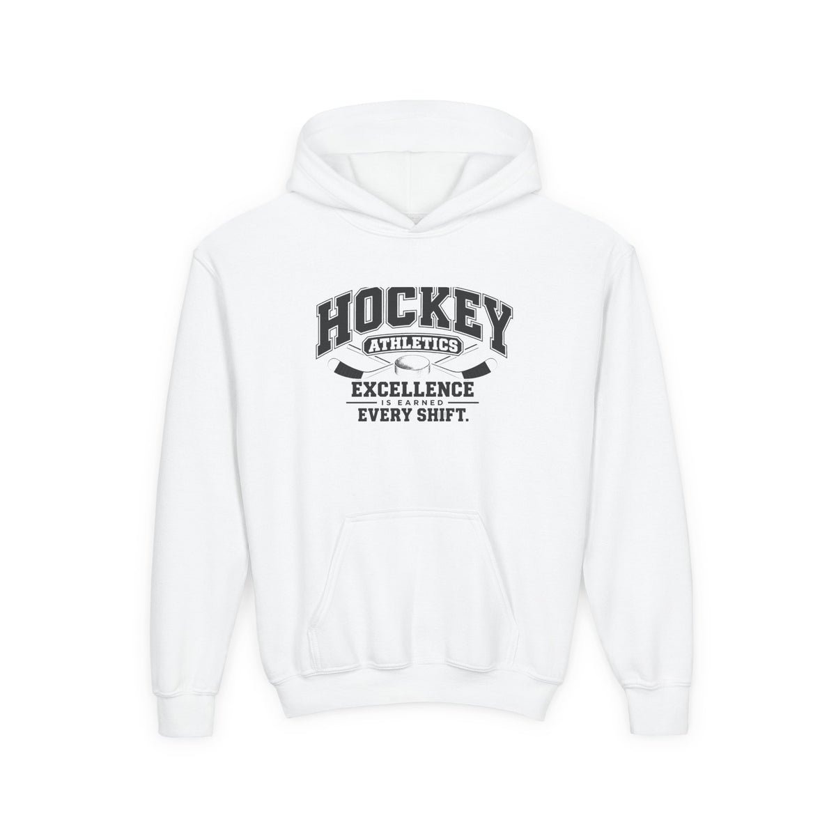 Hockey Athletics Youth Hoodie | Excellence Is Earned Every Shift | Kids Hockey Youth Hoodie