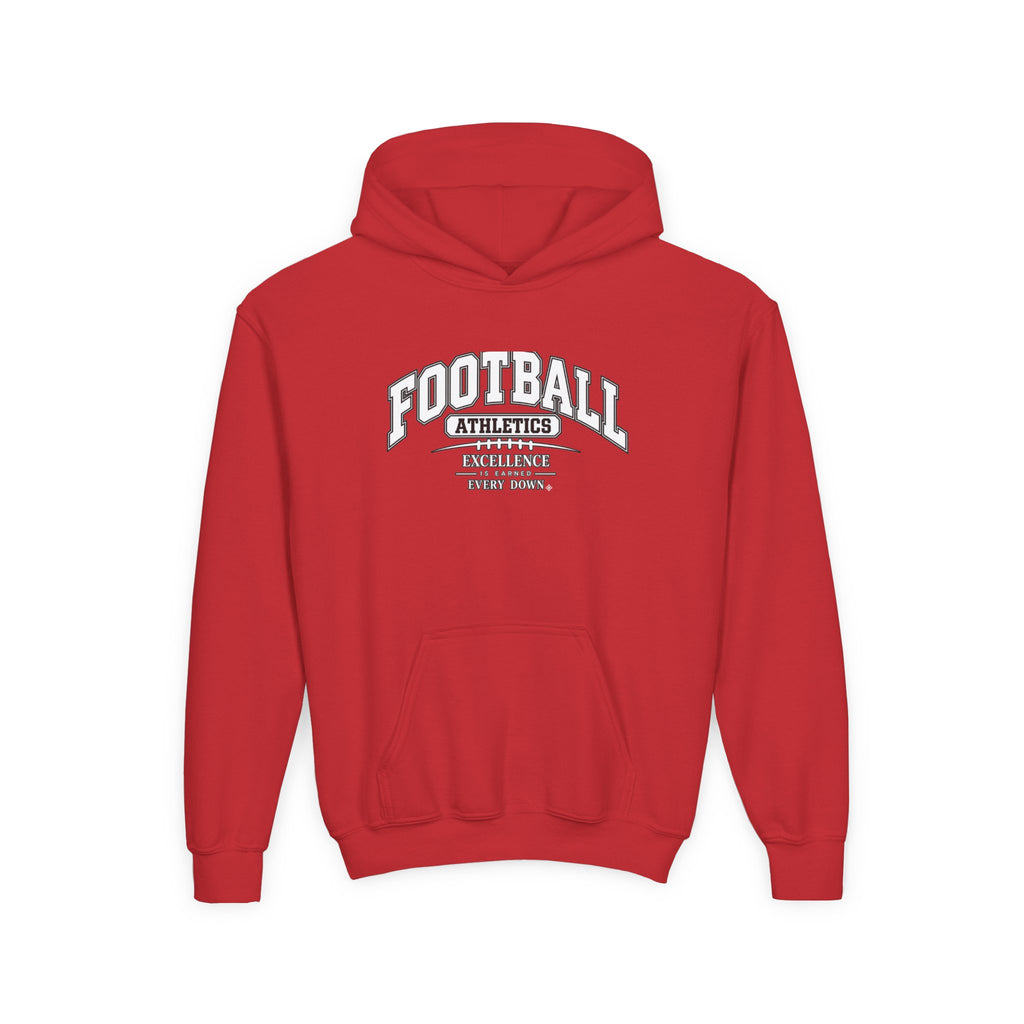 Football Athletics Youth Hoodie | Excellence Is Earned Every Down | Kids Football Youth Hoodie