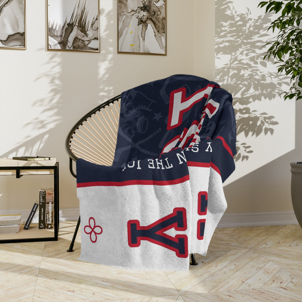 Personalized Hockey Blanket - Varsity Split Design | Custom Team Name, Number or Class Year & Player Name | Hockey Player, Senior Night Gift | Plush Throw