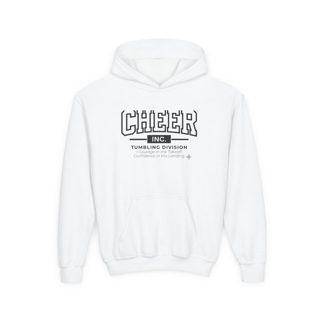Cheer Inc. Tumbling Division Youth Hoodie | Courage in the Takeoff, Confidence in the Landing | Girls Cheer Youth Hoodie