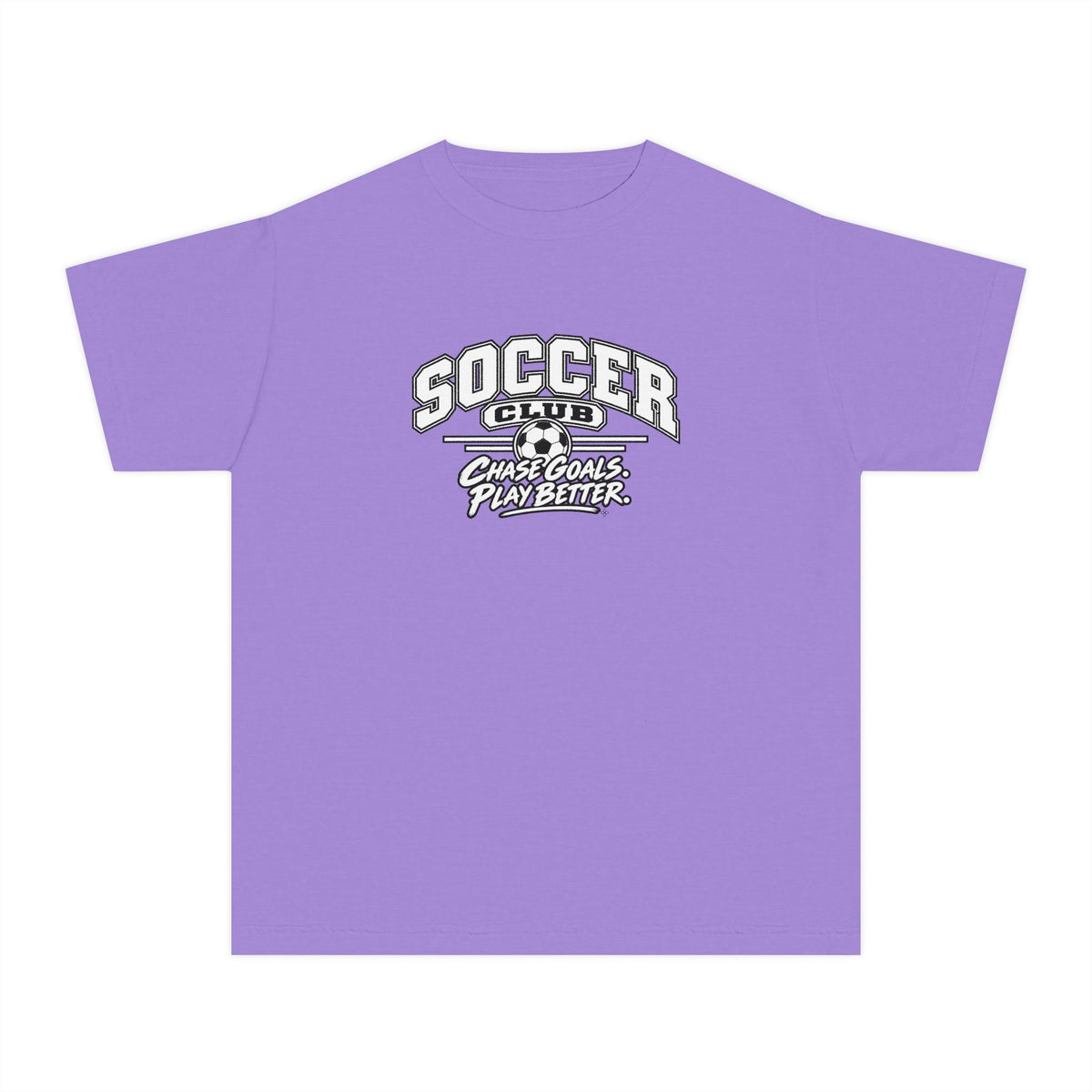 Soccer Club Youth T-Shirt | Chase Goals, Play Better | Kids Soccer Comfort Colors Youth Tee