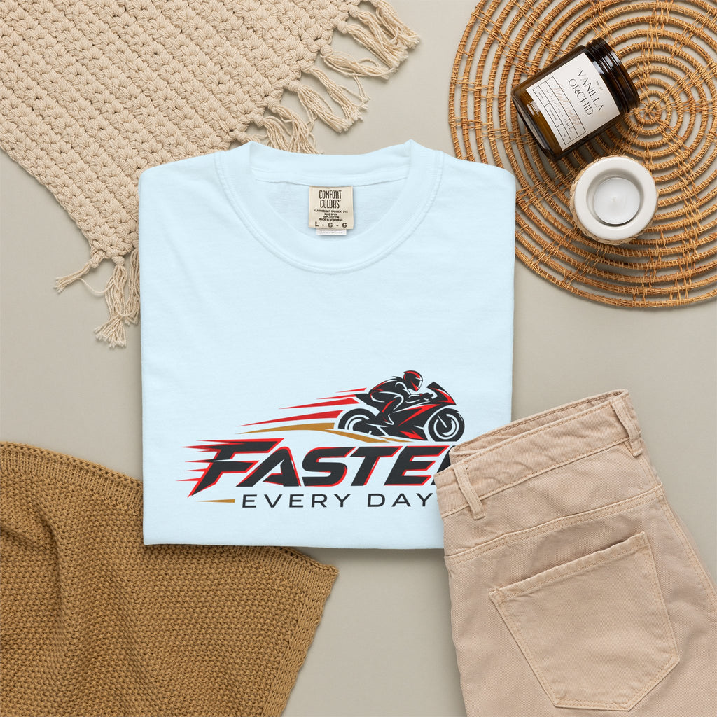 Faster Every Day Sport Bike Logo Tee | Motorcycle Racing Shirt | Comfort Colors T-Shirt