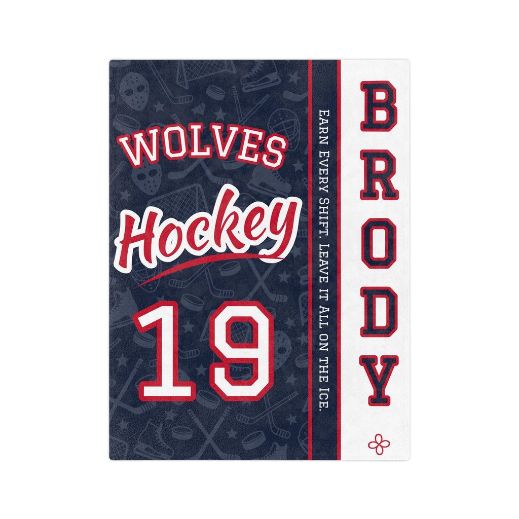 Personalized Hockey Blanket - Varsity Split Design | Custom Team Name, Number or Class Year & Player Name | Hockey Player, Senior Night Gift | Plush Throw