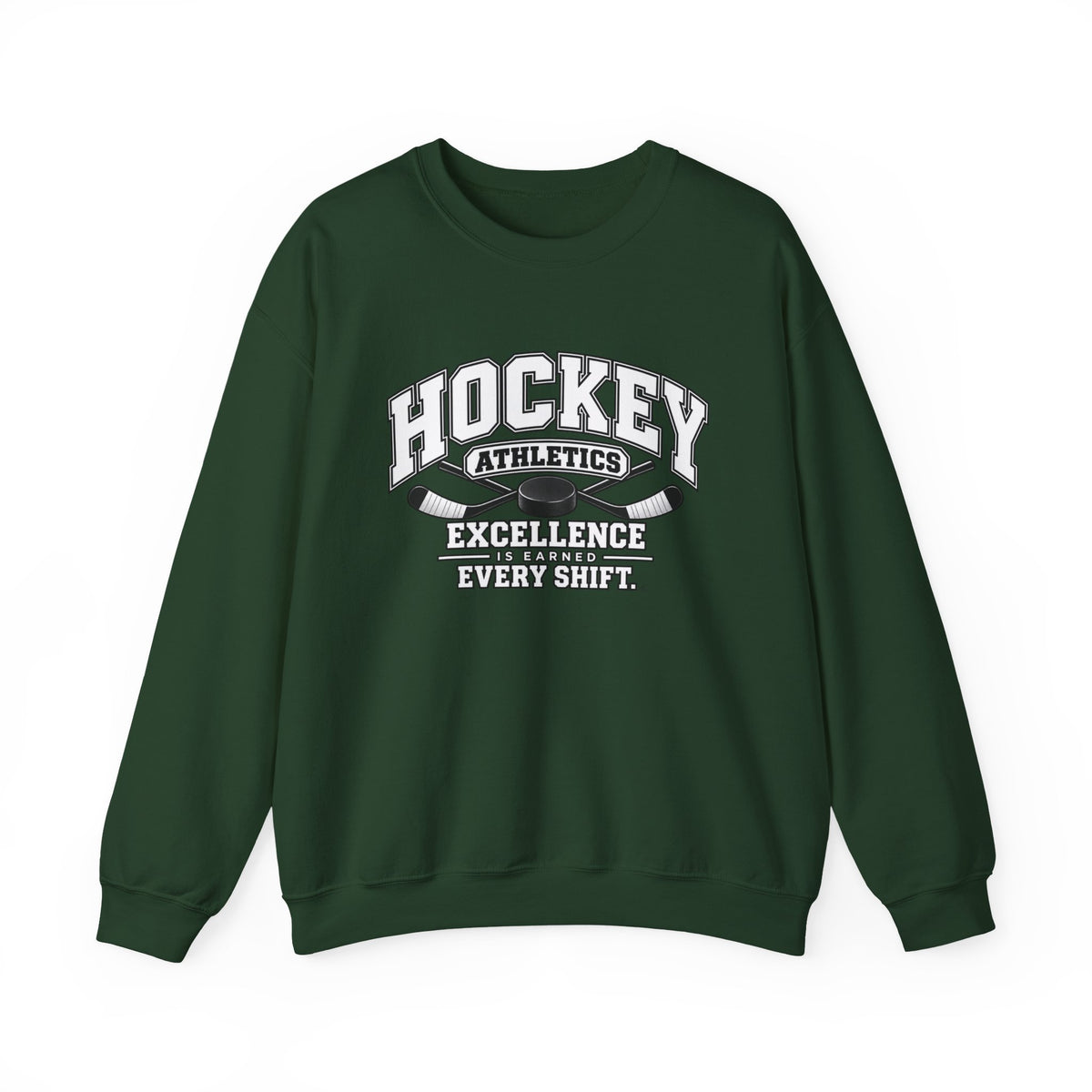 Hockey Athletics Sweatshirt | Excellence Is Earned Every Shift | Hockey Gildan Crewneck