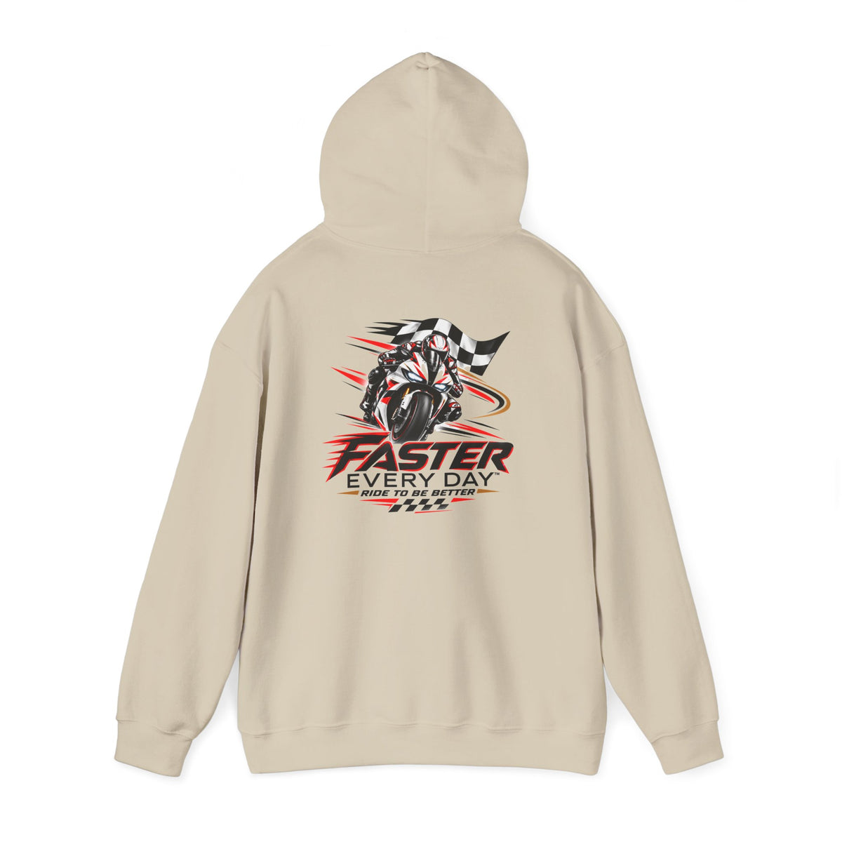 Faster Every Day Ride to Be Better Sport Bike Hoodie | Front Logo and Back Print | Gildan Hoodie